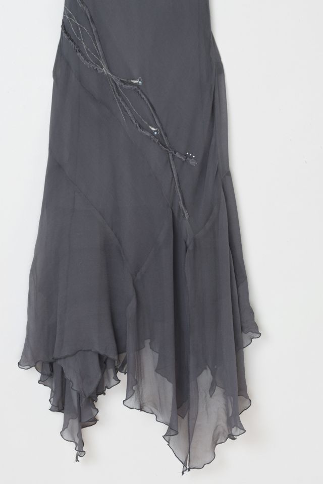 Vintage Y2k Dark Grey Silk Midi Dress #3