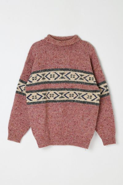 Vintage 90s Speckled Pink Patterned Wool Sweater