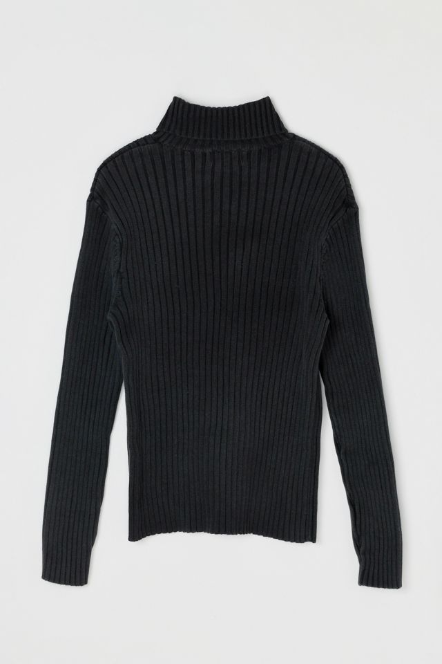 Vintage Y2k Black Ribbed Turtleneck Sweater #1