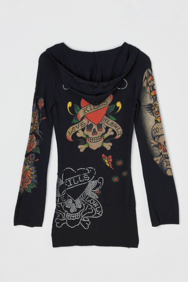 Vintage Y2k Ed Hardy Studded Graphic Hoodie #1