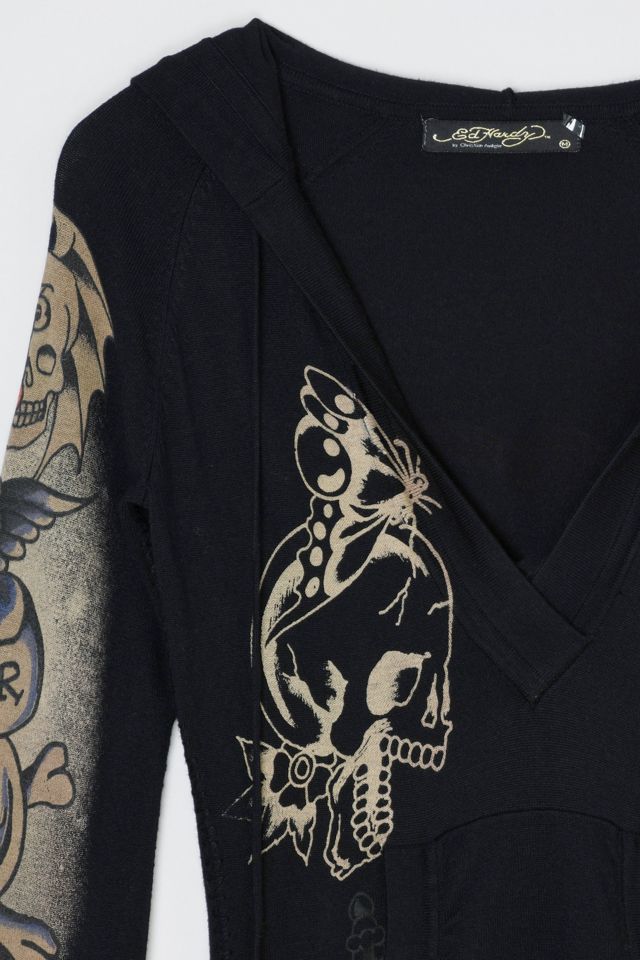 Vintage Y2k Ed Hardy Studded Graphic Hoodie #2
