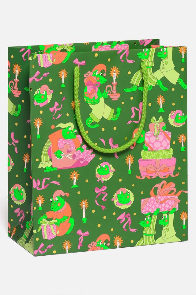 Red Cap Frog Christmas Foil Spot Holiday Medium Bag #1
