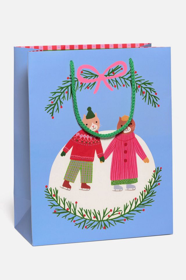 Red Cap Skating Cats Holiday Large Bag #1