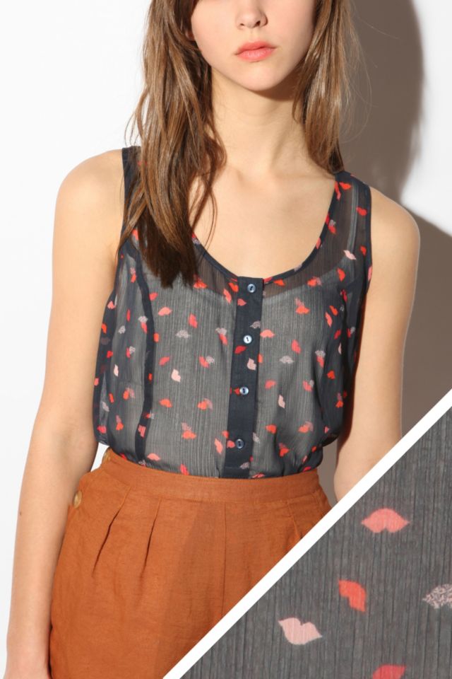 Pins And Needles Print Chiffon Tank Urban Outfitters 2201