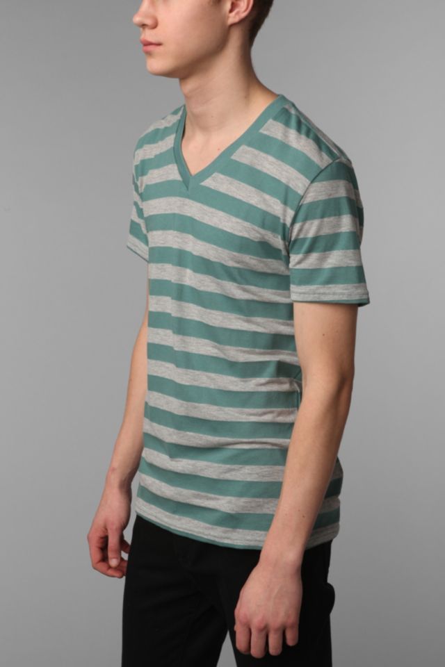BDG - T-shirt à encolure en V avec rayures Heather #1