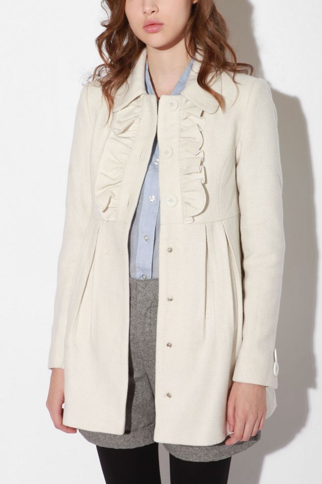 Pins & Needles Ruffle Front Lady Coat | Urban Outfitters