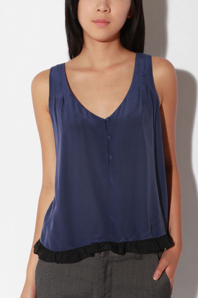 Pins and Needles Silk Ruffle Hem Tank Top #1
