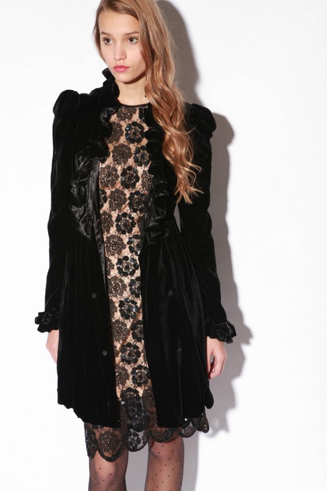 Betsey Johnson Velvet Ruffle Jacket | Urban Outfitters