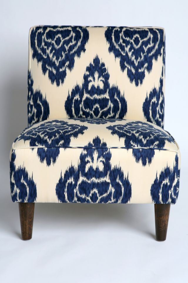 Slipper Chair - Indigo Ikat #1