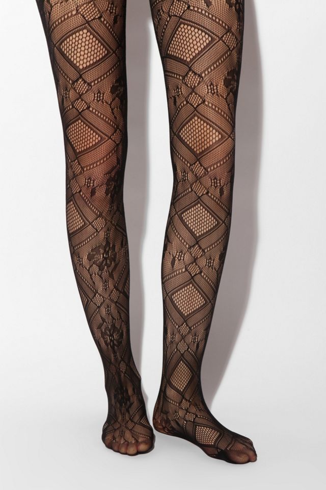 Floral Fishnet Diamond Tight | Urban Outfitters Canada