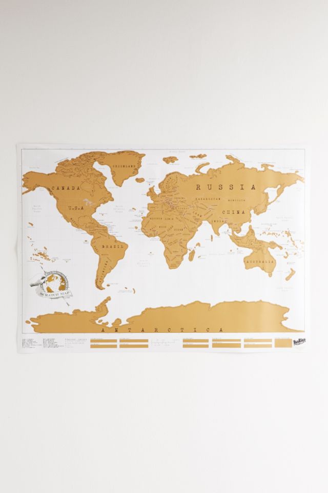 Gold Scratch-Off World Map #1