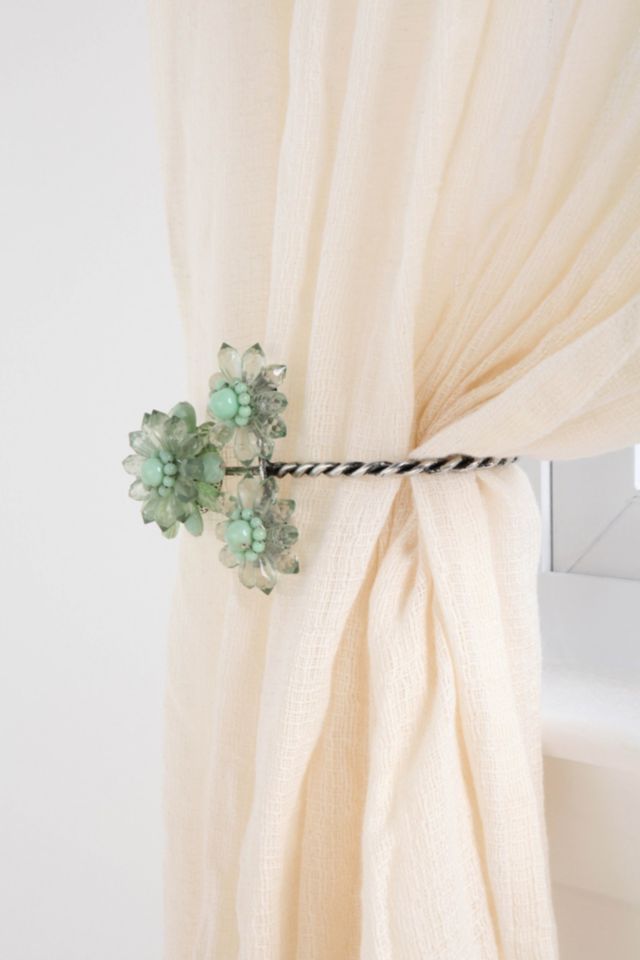 Triple Beaded Flower Curtain Tie-Back #1