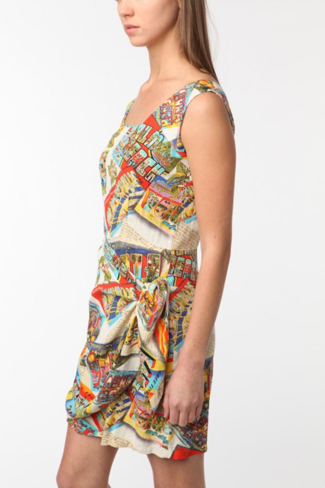 Vintage '80s Postcard Print Dress #1