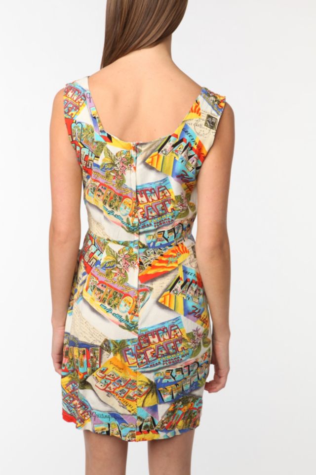 Vintage '80s Postcard Print Dress #2