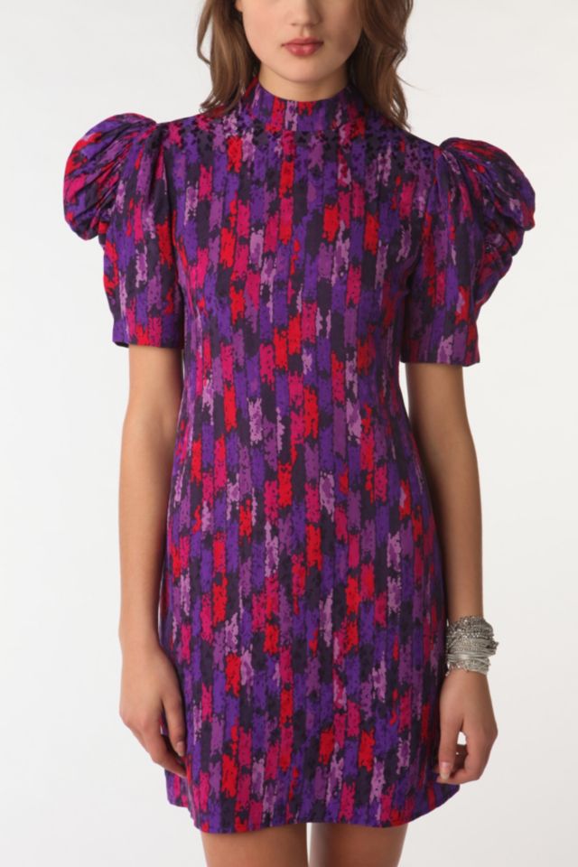 80s puff shop sleeve dress