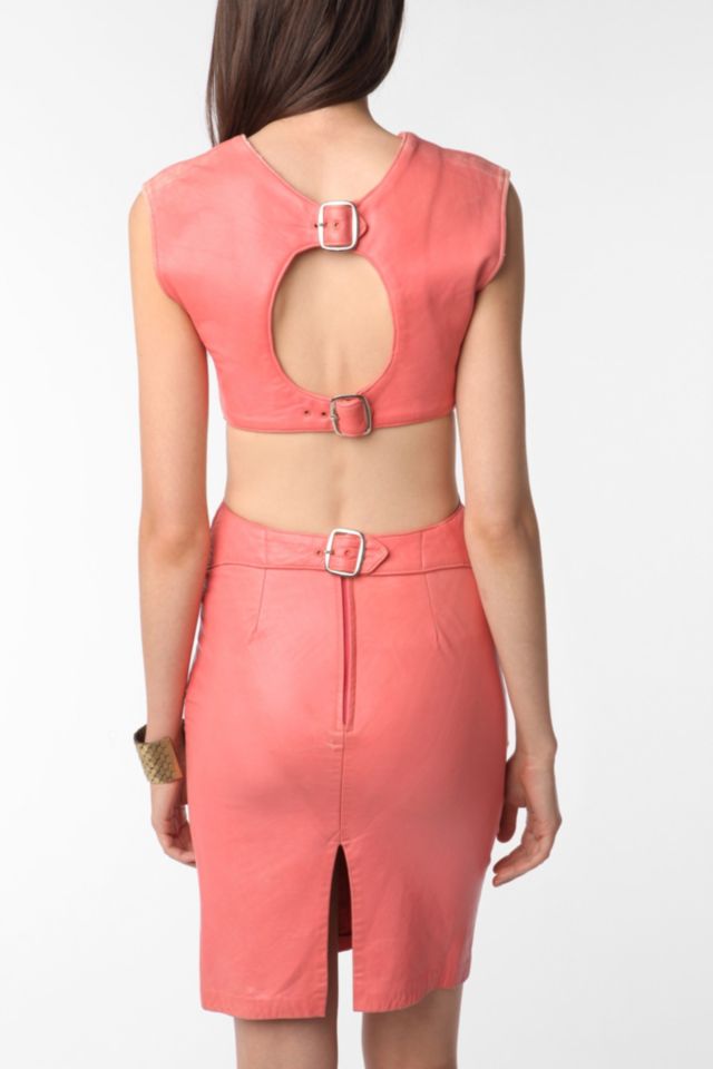 80s pink leather clearance skirt