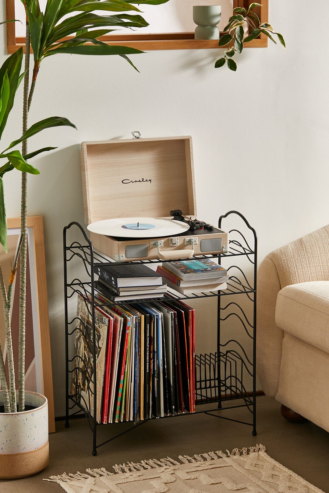 Vinyl Record Storage Shelf - Black, ONE SIZE