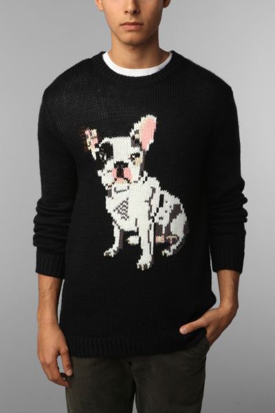 niet vertaling map PJ By Peter Jensen French Bulldog Sweater | Urban Outfitters