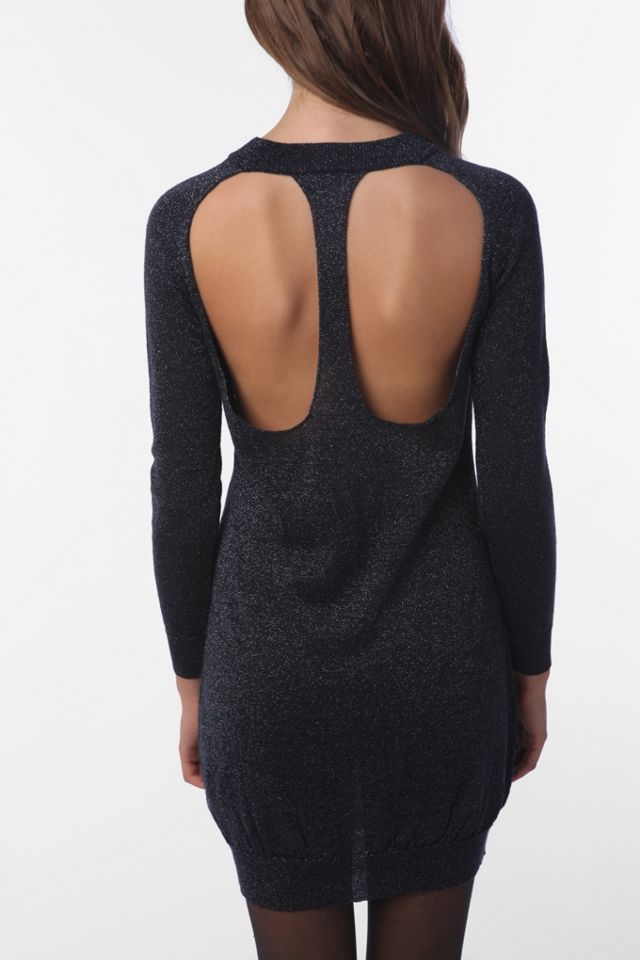 Wink Metallic OpenBack Sweater Dress Urban Outfitters