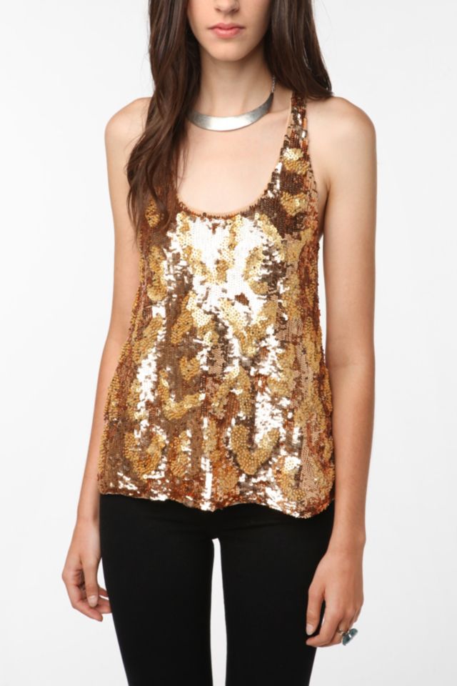 Dallin Chase Leopard Sequin Tank Top | Urban Outfitters