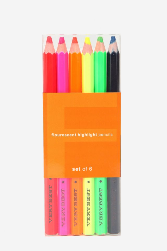 Fluorescent Highlighter Pencil Set Of 6 Urban Outfitters