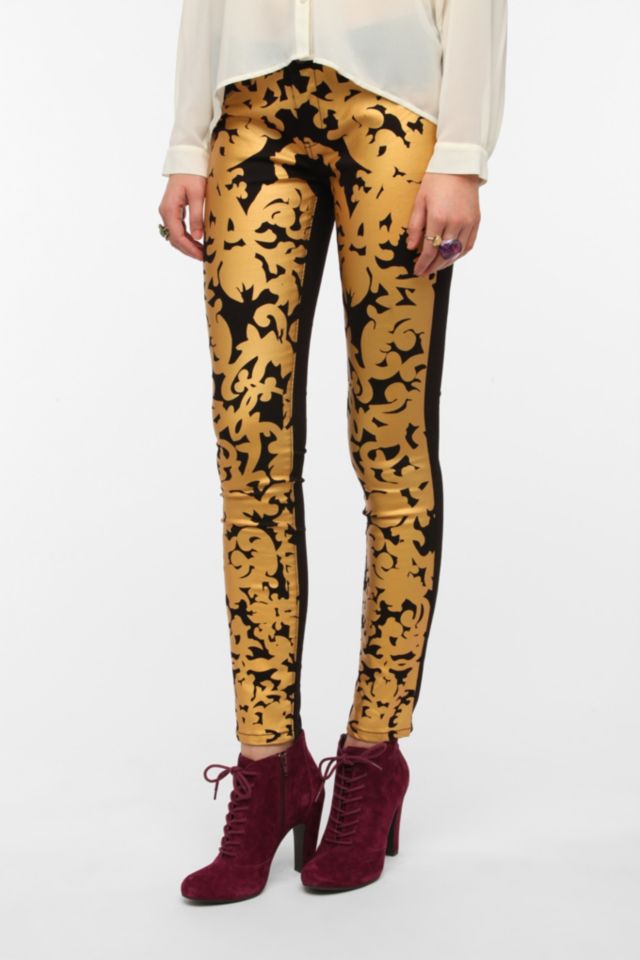 BLANKNYC Metallic Baroque Print Skinny Jean #1