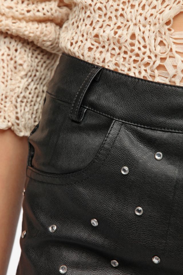 Motel Gem Studded Vegan Leather Short #3
