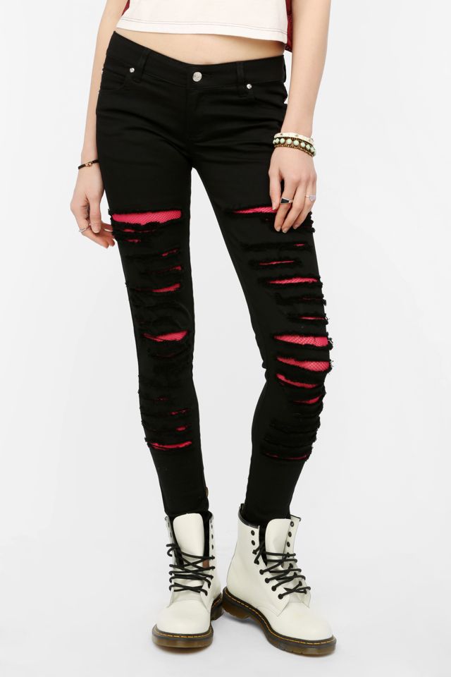 Tripp NYC Ripped Fishnet Skinny Jean | Urban Outfitters