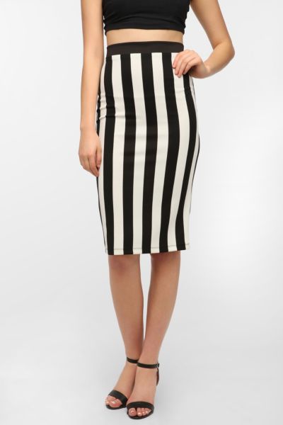 vertical striped midi skirt