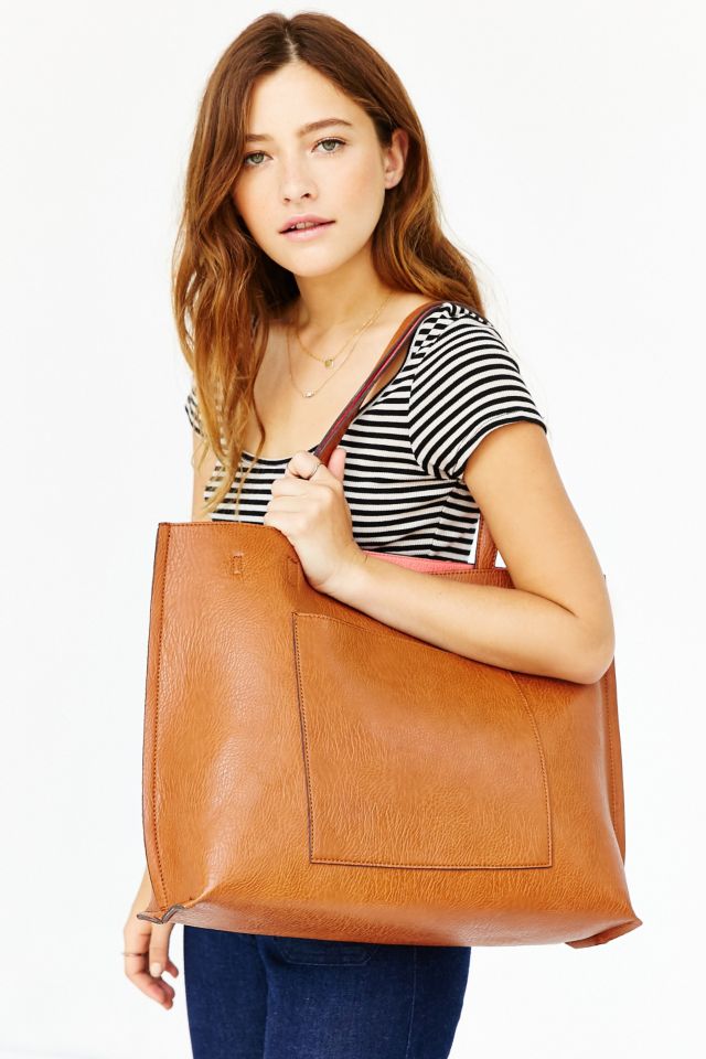 Reversible vegan leather oversized tote bag new arrivals