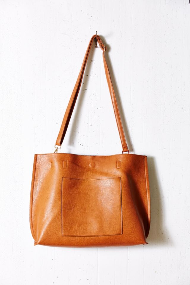 Reversible Faux Leather Tote Bag