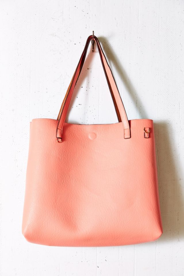 Reversible Faux Leather Tote Bag