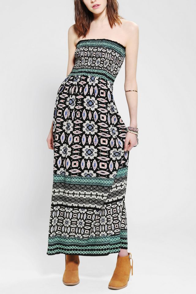 Angie Strapless Boho Print Maxi Dress | Urban Outfitters