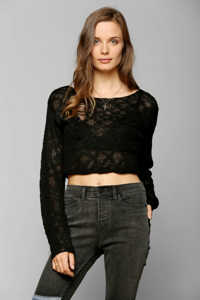 KC By Kill City Boucle Cropped Sweater | Urban Outfitters