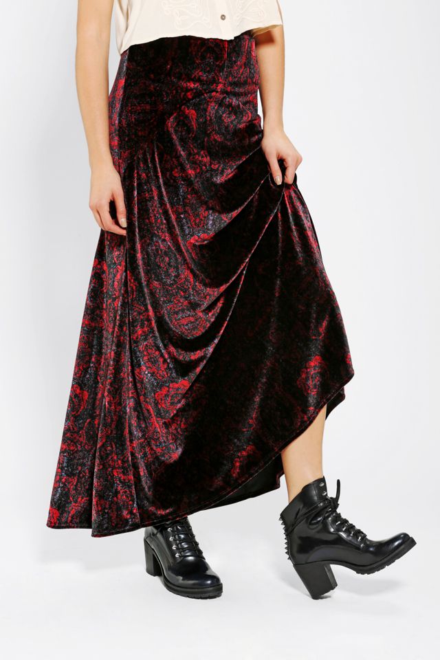 Ecote Half-Moon Velvet Maxi Skirt | Urban Outfitters