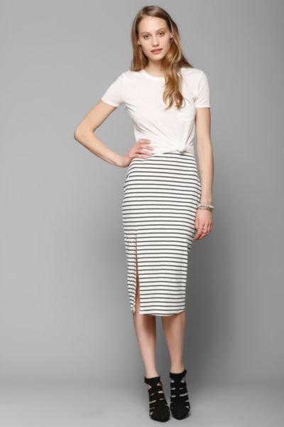 long fitted midi skirt