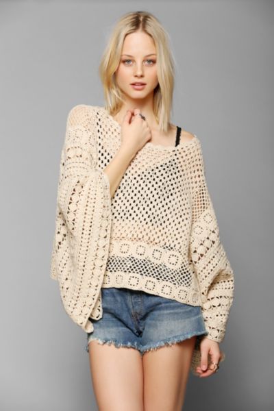 Pins And Needles Crochet Poncho Sweater | Urban Outfitters