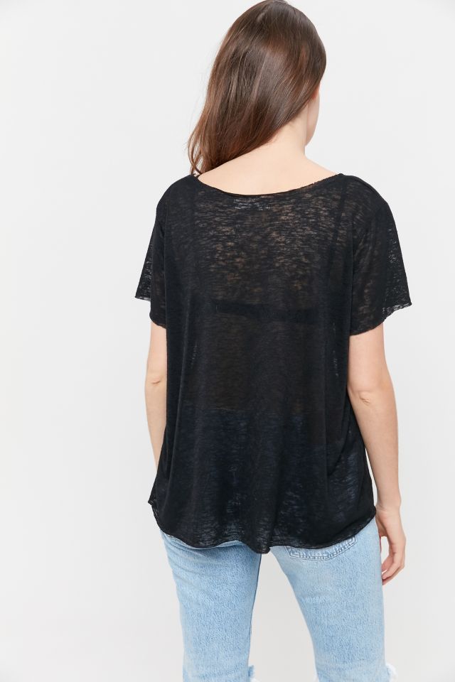 Project Social T Gia Ash Lace Up Pointelle Tee