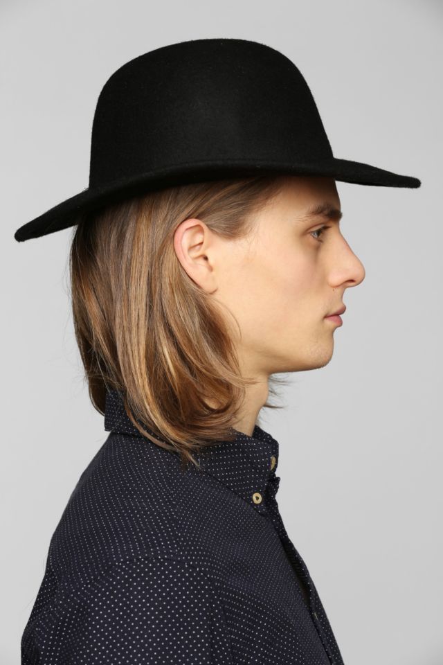 Felt Wide-Brim Bowler Hat #3
