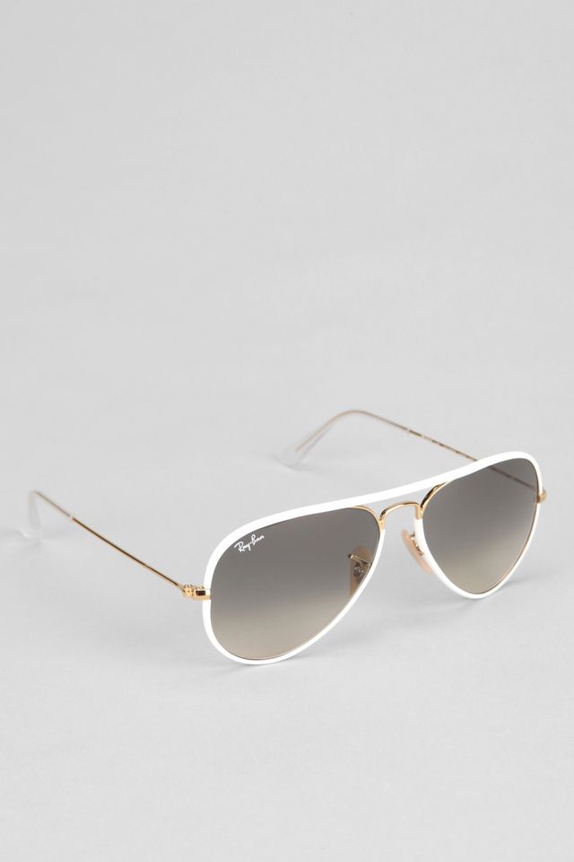 Ray-Ban Original Gold Lens White Aviator Sunglasses | Urban Outfitters