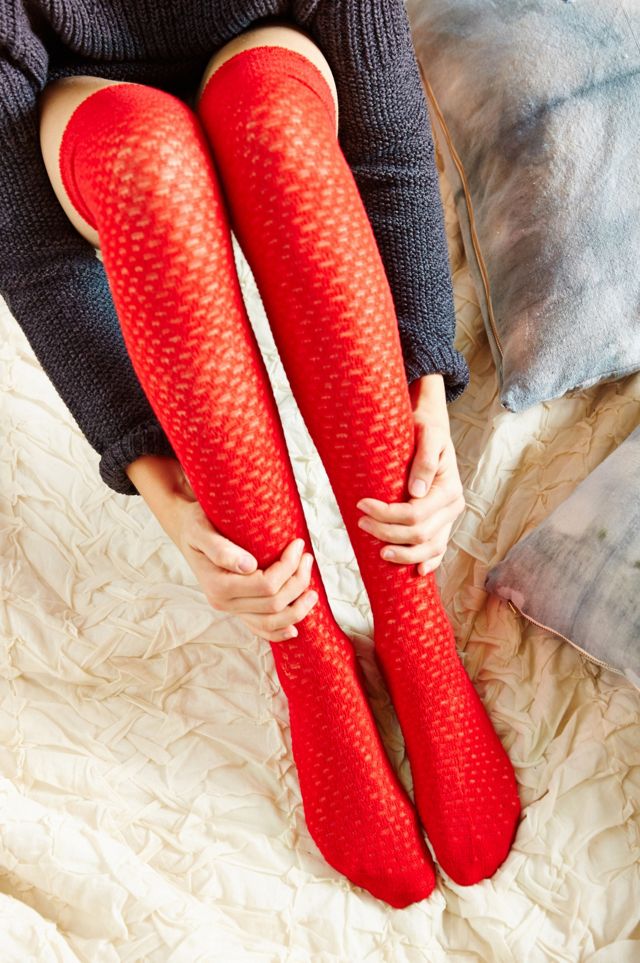 Web Texture Over-The-Knee Sock | Urban Outfitters