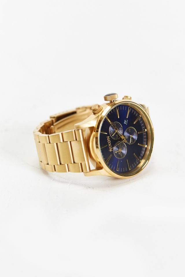 Nixon sentry outlet chrono gold blue