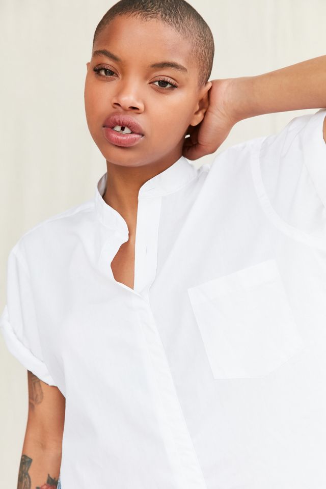 Urban Renewal Remade Mandarin-Collar Side-Slit Shirt | Urban