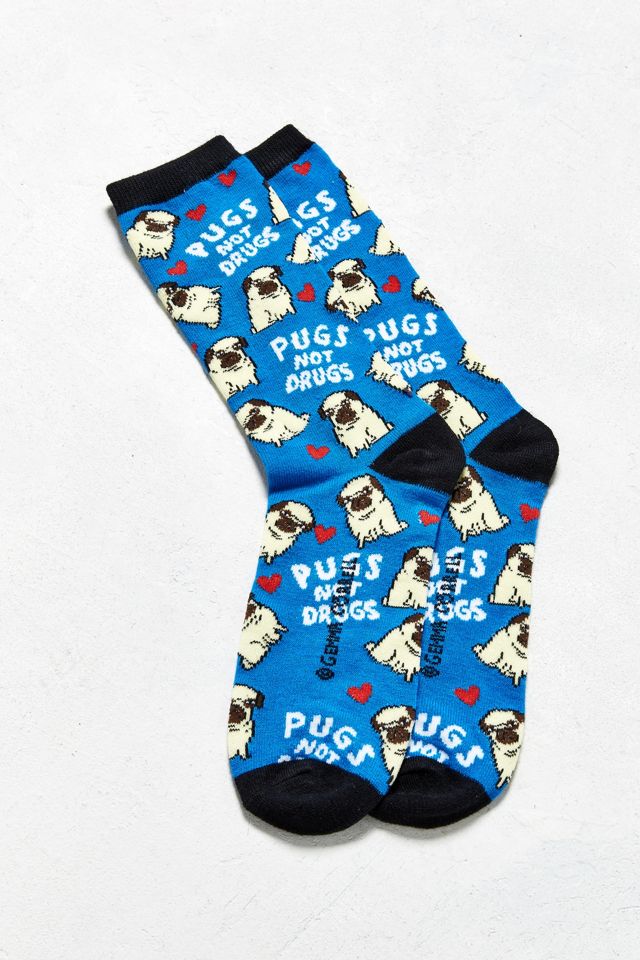 Pugs Not Drugs Crew Sock #1