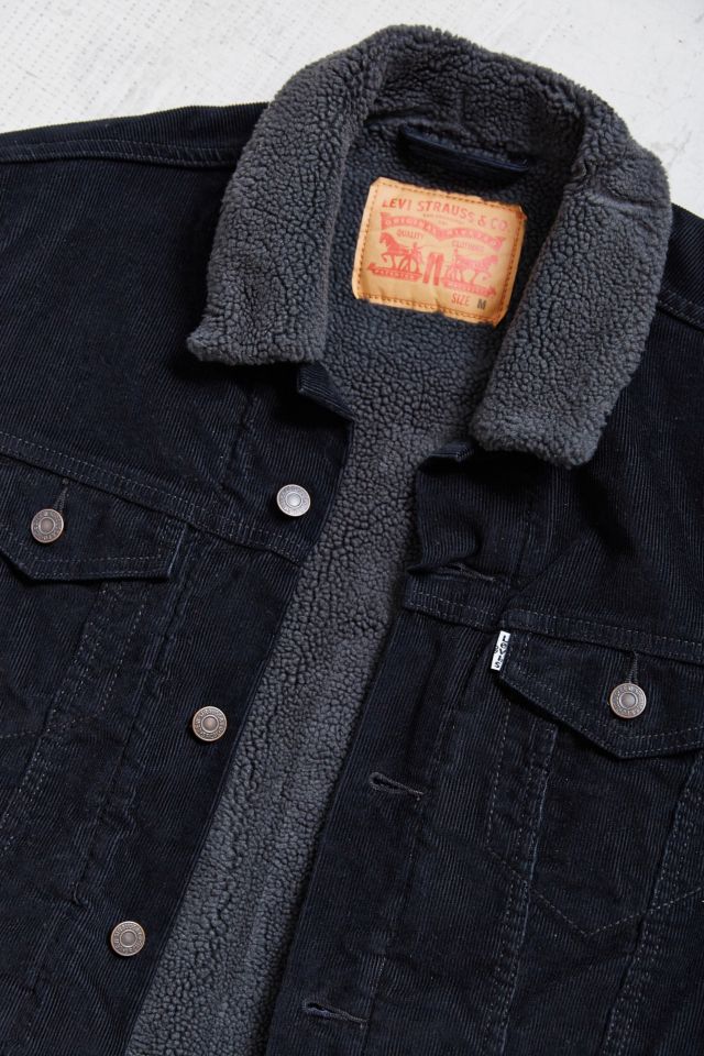 Levi's Black Corduroy Sherpa Trucker Jacket | Urban Outfitters