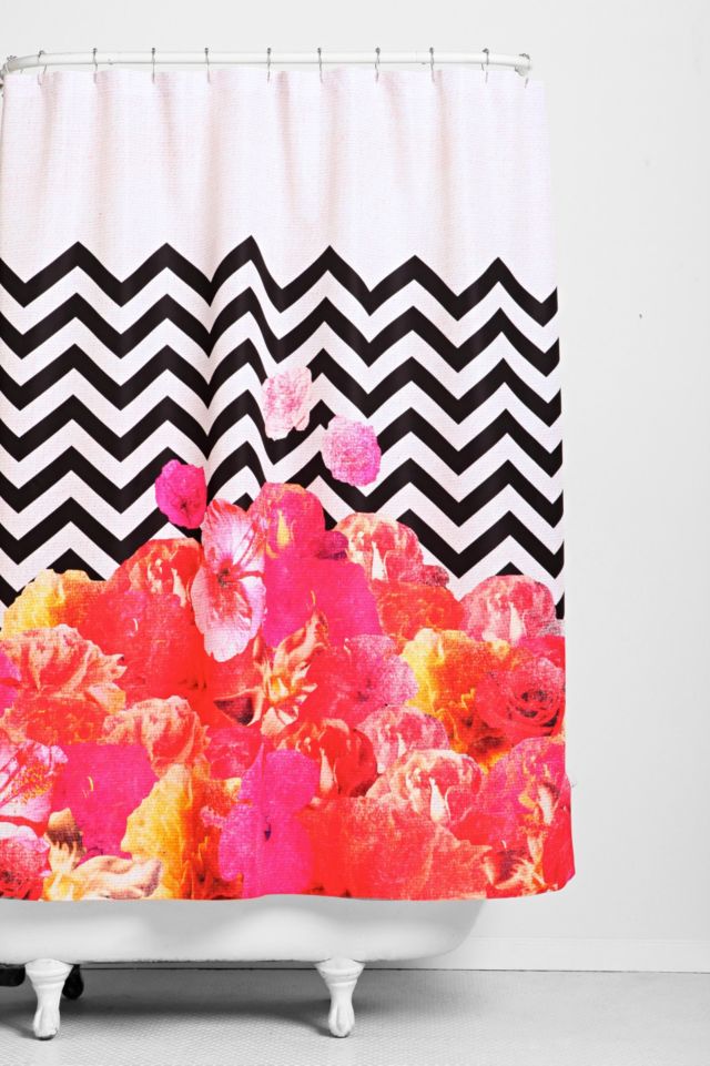 Bianca Green For DENY Chevron Flora II Shower Curtain