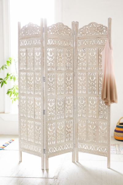 Amber Carved Wood Room Divider Screen Urban Outfitters   34003798 010 B