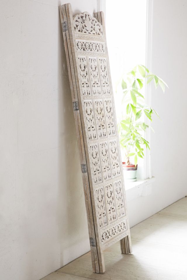 Amber Carved Wood Room Divider Screen #1