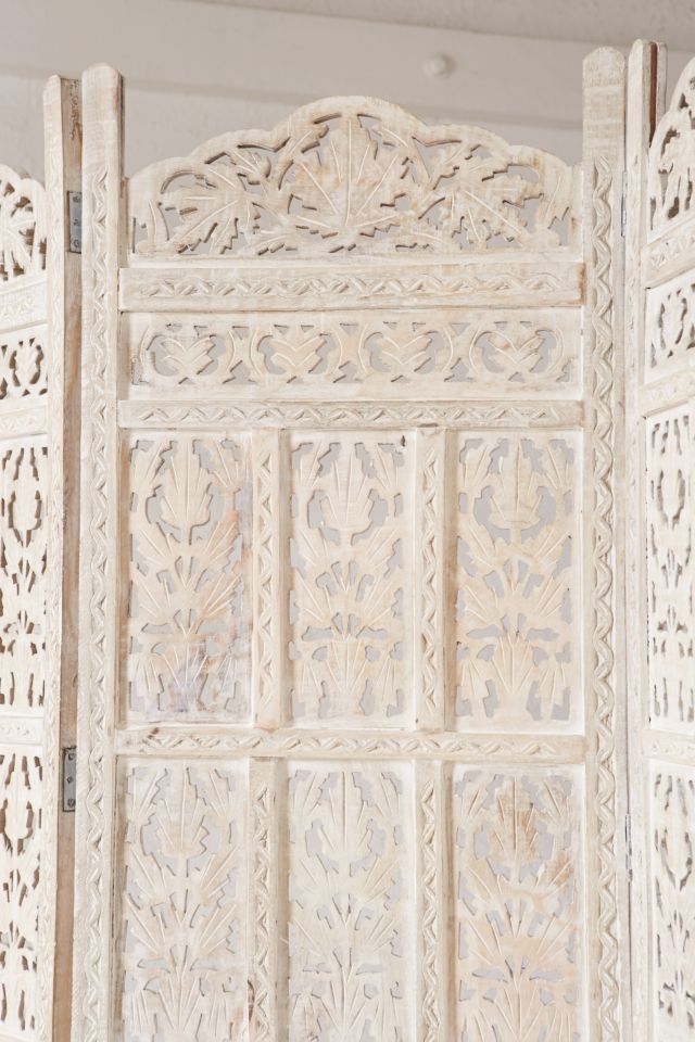 Amber Carved Wood Room Divider Screen #4