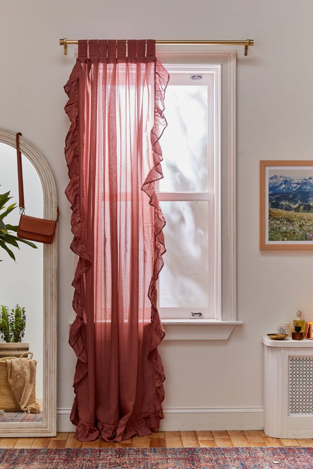Ruffle Gauze Curtain Urban Outfitters, Urban Outfitters Ruffle Curtains